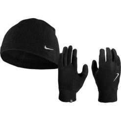 Czapka i rękawiczki zimowe unisex Nike Dri-Fit Fleece. Czarne czapki męskie Nike, na zimę, bez wzorów, sportowe. Za 407.31 zł.