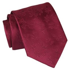 Krawat - ALTIES - Czerwień, Faktura w Kwiaty. Czerwone krawaty i muchy męskie Alties, bez wzorów, z tkaniny, eleganckie. Za 49.00 zł.