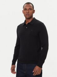 Calvin Klein Polo LV04LD319G Czarny Regular Fit. Czarne koszulki polo męskie Calvin Klein, m, bez wzorów, z wełny, bez kołnierzyka, bez ramiączek. Za 559.99 zł.