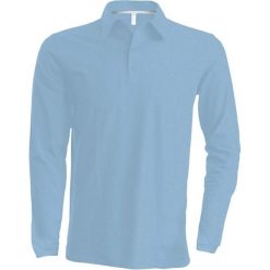 Koszulka polo z długim rękawem Kariban. Niebieskie koszulki męskie z długim rękawem KARIBAN, m, bez wzorów, eleganckie, bez kołnierzyka, bez ramiączek. Za 151.50 zł.