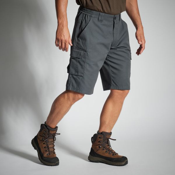 Bermudy outdoor Solognac 500. Szare szorty sportowe męskie SOLOGNAC, bez wzorów, z bawełny, sportowe. Za 79.99 zł.