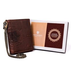 Portfel tłoczony Peterson [DH] PTN N4C-01-HWM-1223 brązowy. Brązowe portfele męskie Peterson, bez wzorów, ze skóry. Za 97.99 zł.