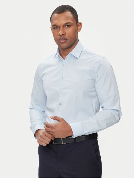 Calvin Klein Koszula Geometric Print K10K112609 Niebieski Slim Fit. Niebieskie koszule męskie Calvin Klein, m, bez wzorów, z bawełny, bez kołnierzyka, bez ramiączek. Za 219.99 zł.