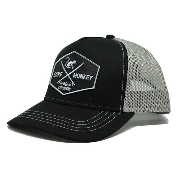 Czapka Trucker z 5 panelami / Rozmiar uniwersalny (Czarny/Szary). Szare czapki męskie SURF MONKEY, bez wzorów, sportowe. Za 159.95 zł.