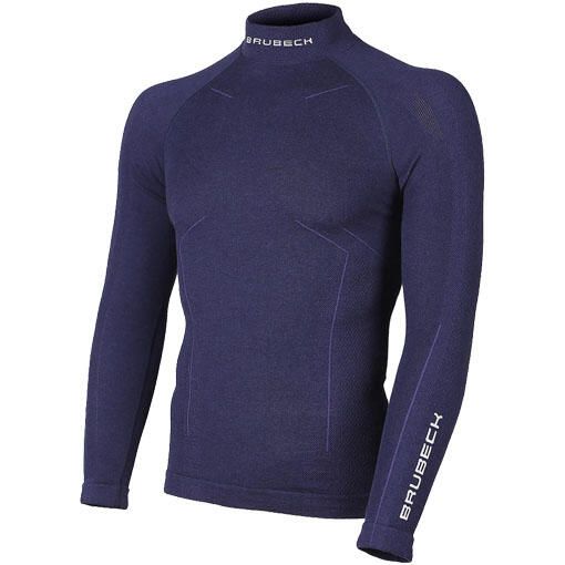 Bluza turystyczna męska Brubeck Wool Merino LS11920. Niebieskie bluzy nierozpinane męskie Brubeck, m, bez wzorów, z wełny, sportowe, bez ramiączek, bez kaptura. Za 371.00 zł.