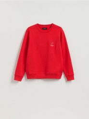 Bluza regular z bawełną - czerwony. Czerwone bluzy nierozpinane męskie Reserved, l, bez wzorów, z bawełny, bez ramiączek, bez kaptura. Za 149.99 zł.