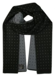 Szalik Czarno-Szary w Kropki, Groszki, Miękki, Firmy V.Fraas -Cashmink- Elegancki, Męski. Szare szaliki męskie V. Fraas, bez wzorów, z materiału, eleganckie. Za 59.00 zł.
