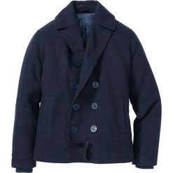 Kurtka bosmanka z materiału w optyce wełny bonprix ciemnoniebieski. Kurtki męskie bonprix. Za 124.99 zł.