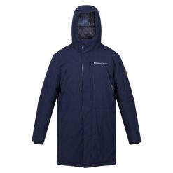 Kurtka turystyczna męska Regatta CLR przeciwdeszczowa ocieplana. Niebieskie kurtki męskie Regatta, m, bez wzorów, sportowe, bez ramiączek, bez kaptura. Za 799.99 zł.