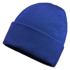 Niebieska, Błękitna Męska Zimowa Czapka -EM Men's Accessories- Ciepła, Beanie. Niebieskie czapki męskie Em men's accessories, na zimę, bez wzorów, ze skóry. Za 59.99 zł.
