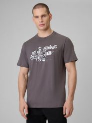 4F T-shirt regular z nadrukiem męski - szary 3XL. Szare t-shirty męskie 4f, m, bez wzorów, z dzianiny, bez kołnierzyka, bez ramiączek. Za 59.99 zł.