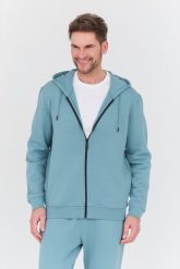 GUESS Turkusowa bluza Aldwin. Niebieskie bluzy nierozpinane męskie Guess, l, z aplikacjami, bez ramiączek, bez kaptura. W wyprzedaży za 329.99 zł.
