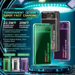 Powerbank Wekome WEKOME WP-353 Vanguard Series - Power bank 10000 mAh PD 20W + QC 22.5W (Fioletowy / Przezroczysty). Fioletowe powerbanki Wekome. Za 85.49 zł.