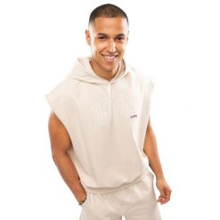 Męska bluza z kapturem bez rękawów Lifestyle Siroko IBZ Swish Ivory. Białe bluzy nierozpinane męskie SIROKO, m, bez wzorów, z dresówki, casualowe, bez ramiączek, z kapturem. Za 126.00 zł.