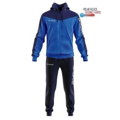 Givova Tuta Roma – polar fleece z kapturem, rozmiar S. Niebieskie bluzy z polaru męskie Givova, s, bez wzorów, z dresówki, sportowe, bez ramiączek, z kapturem. Za 252.99 zł.