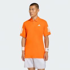 Koszulka Club Tennis 3-Stripes Polo. Brązowe koszulki polo męskie ADIDAS, bez wzorów, z materiału, sportowe, bez kołnierzyka, bez ramiączek. Za 199.00 zł.