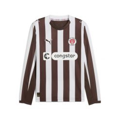 Męska koszulka domowa FC St. Pauli 25/26 z długim rękawem PUMA. Białe koszulki męskie z długim rękawem Puma, m, bez wzorów, sportowe, bez kołnierzyka, bez ramiączek. Za 419.00 zł.