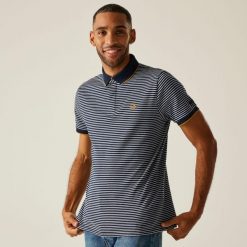 Koszulka turystyczna polo męska Tiver. Niebieskie koszulki polo męskie Regatta, m, bez wzorów, z bawełny, sportowe, bez kołnierzyka, bez ramiączek. W wyprzedaży za 92.30 zł.