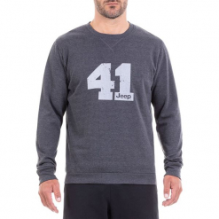 Bluza w kolorze ciemnoszarym. Szare bluzy nierozpinane męskie Jeep, z nadrukiem. W wyprzedaży za 92.95 zł.