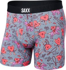 SAXX Bokserki męskie szybkoschnące SAXX VIBE Boxer Brief serca - szary S. Szare bokserki męskie Saxx, m, bez wzorów. Za 103.99 zł.
