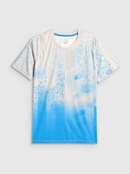 4F Koszulka do biegania szybkoschnąca męska - szara M. Szare t-shirty męskie 4f, m, bez wzorów, z dzianiny, bez kołnierzyka, bez ramiączek. Za 129.99 zł.