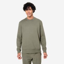 Bluza męska Domyos Gym & Pilates. Brązowe bluzy nierozpinane męskie DOMYOS, m, bez wzorów, z bawełny, sportowe, bez ramiączek, bez kaptura. Za 69.99 zł.