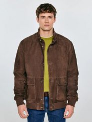 Kurtka męska zamszowa brązowa Finsur 803. Brązowe kurtki męskie Big Star, na lato, l, bez wzorów, z bawełny, casualowe, bez ramiączek, bez kaptura. Za 999.99 zł.