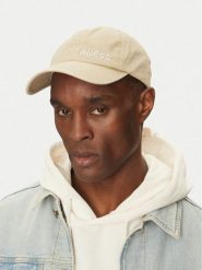 Guess Czapka z daszkiem Z5GZ03 WO07T Beżowy. Brązowe czapki męskie Guess, z aplikacjami, z bawełny. Za 79.99 zł.