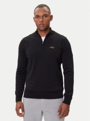 Aeronautica Militare Sweter 252MA1578UL00506 Czarny Regular Fit. Czarne kardigany męskie Aeronautica Militare, m, bez wzorów, z bawełny, bez ramiączek. Za 549.99 zł.