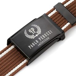Pasek parciany PAOLO PERUZZI PW-08-95 CM brązowy. Brązowe paski męskie Paolo Peruzzi, bez wzorów, z materiału. Za 33.25 zł.