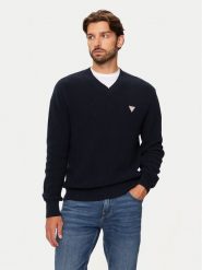 Guess Sweter M4BR33 Z3HM1 Granatowy Regular Fit. Niebieskie kardigany męskie Guess, m, z aplikacjami, z bawełny, bez ramiączek. Za 309.99 zł.