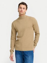 Blend Golf 20717258 Beżowy Regular Fit. Brązowe kardigany męskie Blend, l, bez wzorów, z bawełny, bez ramiączek. Za 109.99 zł.