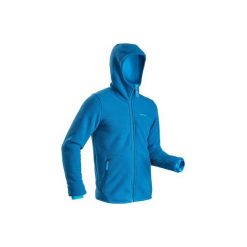 Kurtka polarowa turystyczna SH100 ultra-warm męska. Niebieskie kurtki męskie QUECHUA, na zimę, m, bez wzorów, z elastanu, bez ramiączek, bez kaptura. Za 129.99 zł.