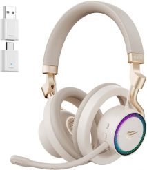 Havit Fuxi-H8 - bezprzewodowe słuchawki gamingowe (złote). Żółte słuchawki bluetooth Havit. Za 350.72 zł.