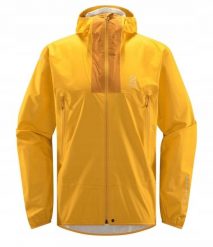 Kurtka przeciwdeszczowa Haglofs L.I.M Proof Jacket - sunny yellow/desert yellow. Żółte kurtki męskie Mac in Sac, l, bez wzorów, bez ramiączek, bez kaptura. Za 807.65 zł.