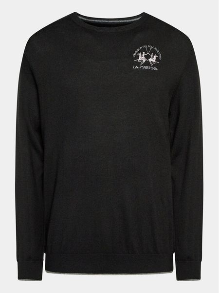 La Martina Sweter Wessel WMS016 YW025 Czarny Regular Fit. Czarne kardigany męskie La Martina, m, bez wzorów, z syntetyku, bez ramiączek. Za 419.99 zł.