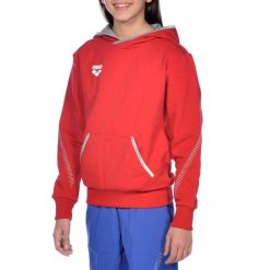 Bluza Arena Team Line Hoodie junior z kapturem. Czerwone bluzy z kapturem męskie ARENA, bez wzorów, z kapturem. Za 103.77 zł.