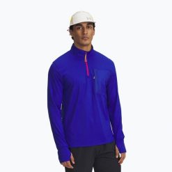 Bluza do biegania męska Under Armour Trail Run Quarter Zip. Niebieskie bluzy nierozpinane męskie Under Armour, l, bez wzorów, sportowe, bez ramiączek, bez kaptura. Za 209.99 zł.