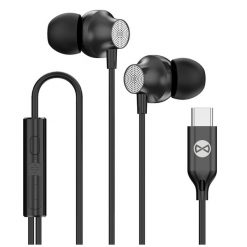 Słuchawki przewodowe Forever EP-02 dokanałowe USB-C czarne. Czarne słuchawki sportowe Forever. Za 29.90 zł.