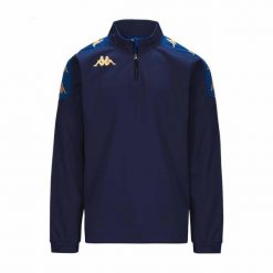 Kurtka z dresu Kappa Gassolo. Niebieskie kurtki męskie Kappa, bez wzorów, z dresówki, eleganckie, bez ramiączek, bez kaptura. W wyprzedaży za 177.90 zł.