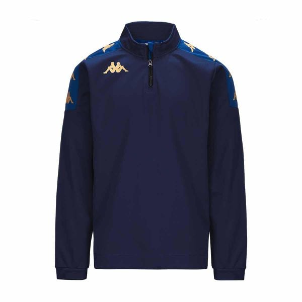 Kurtka z dresu Kappa Gassolo. Niebieskie kurtki męskie Kappa, bez wzorów, z dresówki, eleganckie, bez ramiączek, bez kaptura. W wyprzedaży za 177.90 zł.