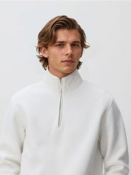 Bluza ze stójką - złamana biel. Bluzy nierozpinane męskie Reserved, l, bez wzorów, z bawełny, bez ramiączek, bez kaptura. Za 119.99 zł.