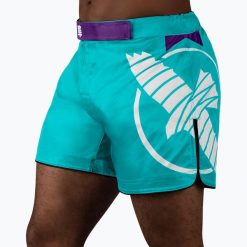 Spodenki treningowe męskie Hayabusa Icon Mid-Thigh MMA. Niebieskie szorty sportowe męskie HAYABUSA, bez wzorów, sportowe. Za 299.99 zł.