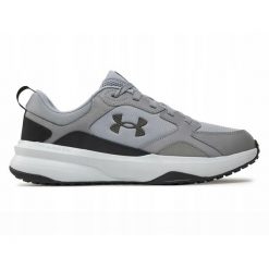 Buty na trening na co dzień męskie UNDER ARMOUR CHARGED EDGE skóra. Szare buty treningowe męskie Under Armour, bez wzorów, ze skóry, bez zapięcia, na fitness i siłownię. Za 299.00 zł.