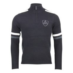 Sweter z kołnierzem 1/2 zip Peak Mountain Casta. Czarne swetry męskie Peak Mountain, bez wzorów, sportowe, bez kołnierzyka, bez ramiączek. W wyprzedaży za 286.50 zł.