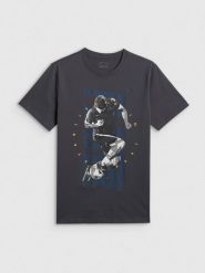 4F T-shirt regular z nadrukiem męski - szary XL. Szare t-shirty męskie 4f, m, bez wzorów, z bawełny, bez kołnierzyka, bez ramiączek. Za 69.99 zł.