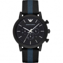 Emporio Armani - Zegarek AR1948. Czarne zegarki męskie Emporio Armani, z materiału. W wyprzedaży za 869.90 zł.