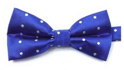 Niebieska Mucha w Jodełkę i Białe Groszki, Kropki, Męska. Niebieskie krawaty i muchy męskie Vernon, bez wzorów, eleganckie. Za 29.00 zł.