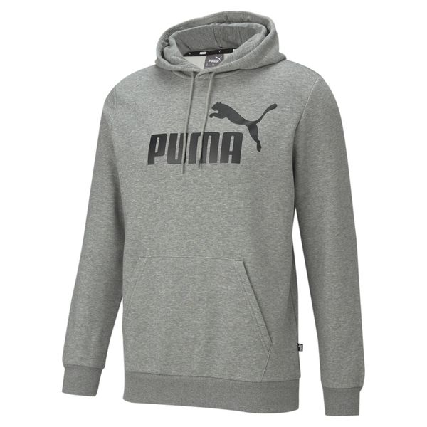 Męska bluza z kapturem z dużym logo Essentials PUMA Medium Gray Heather. Szare bluzy nierozpinane męskie Puma, m, bez wzorów, z bawełny, eleganckie, bez ramiączek, z kapturem. Za 179.00 zł.