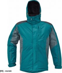 CERVA DAYBORO parka - męska kurtka zimowa, odpinany kaptur, polar kołnierz i w kapturze, odblaskowe elementy, 100% poliester - morski S. Zielone parki męskie CERVA, na zimę, m, bez wzorów, z polaru, bez kaptura. Za 253.41 zł.